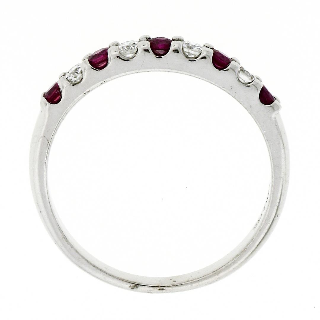 New 14K White Gold 3mm 0.62 ctw Alternating Shared Prong Ruby & Diamond Band Rin