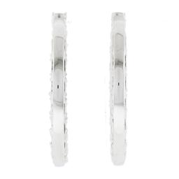 14K White Gold Large 5 ctw In and Out Emerald Cut Diamond Oval Shape Hoop Earrin