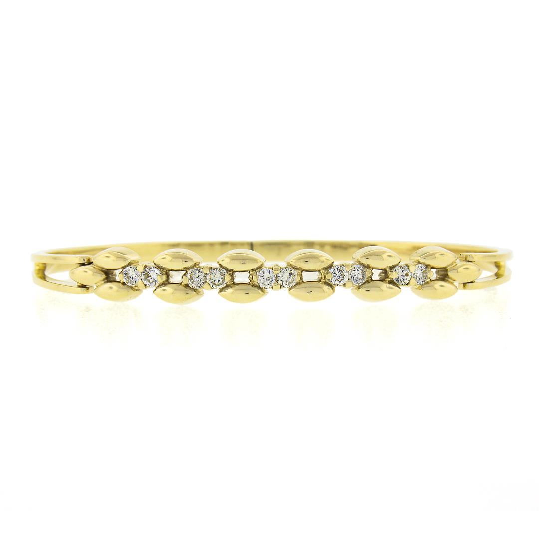 6.5" 14k Yellow Gold 0.60 ctw Diamond Polished Open Bangle Bracelet w/ Clasp