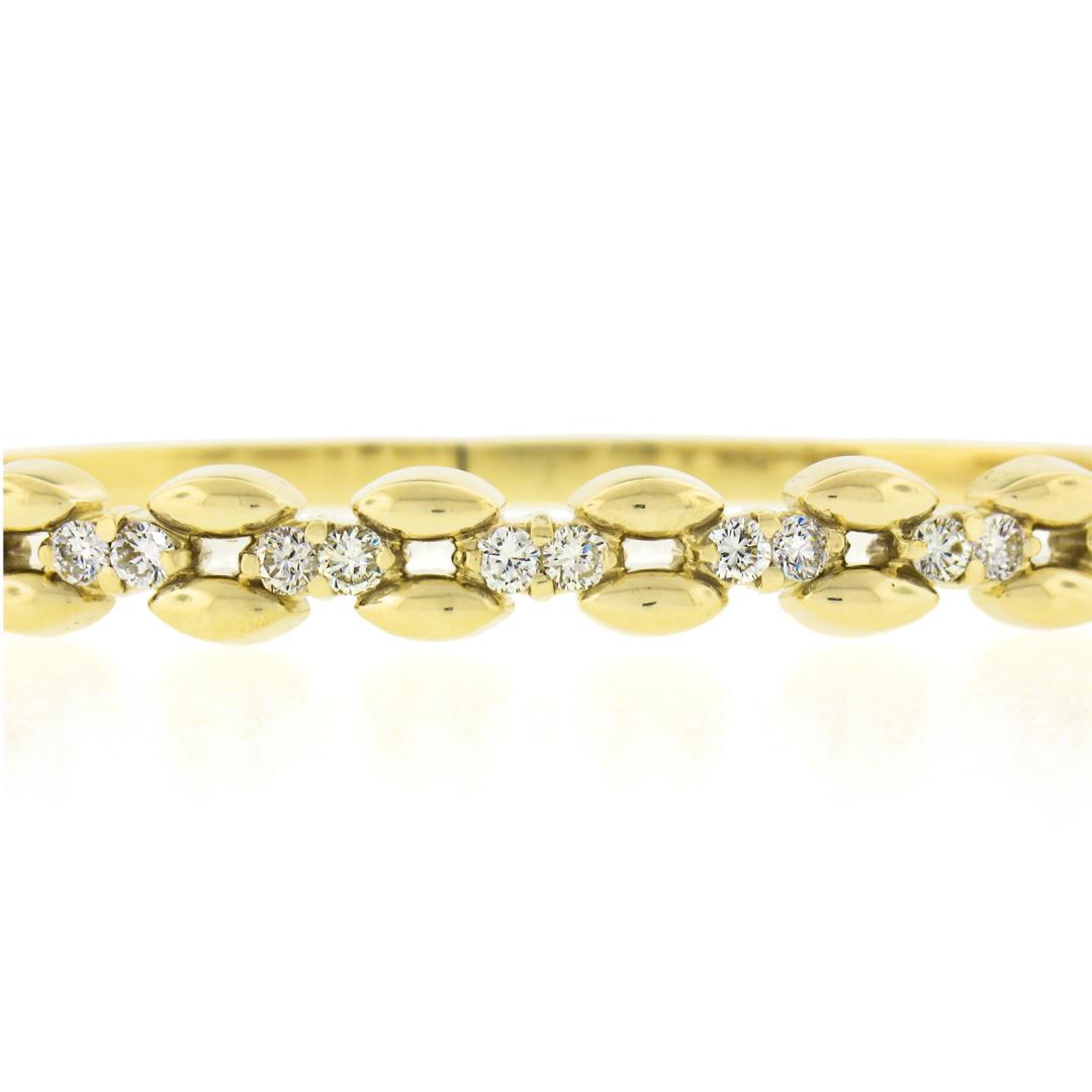 6.5" 14k Yellow Gold 0.60 ctw Diamond Polished Open Bangle Bracelet w/ Clasp