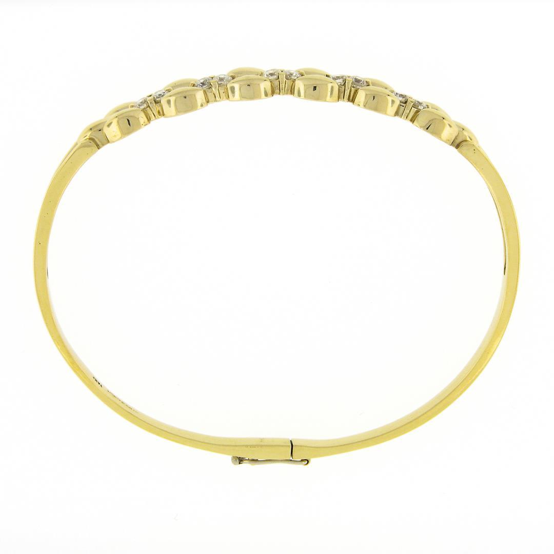 6.5" 14k Yellow Gold 0.60 ctw Diamond Polished Open Bangle Bracelet w/ Clasp