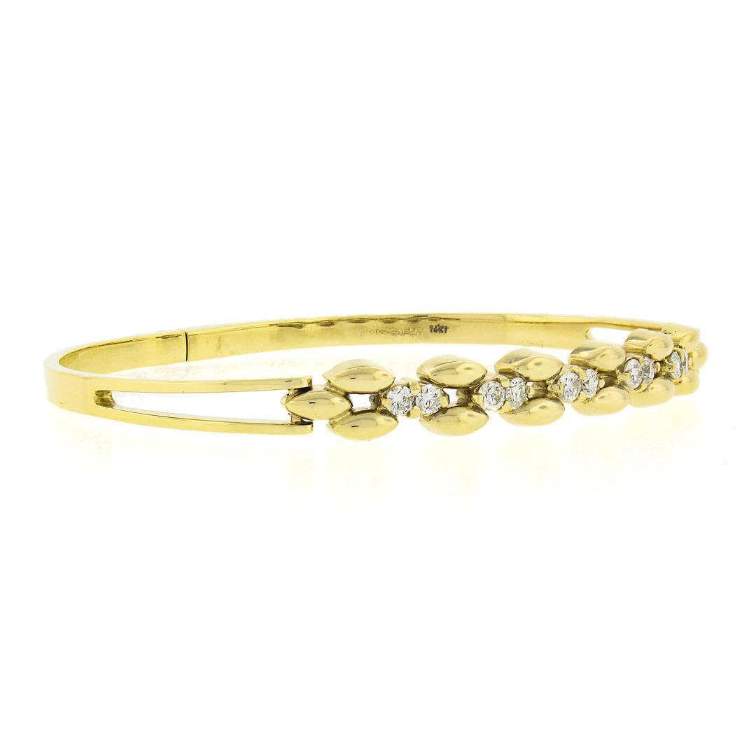 6.5" 14k Yellow Gold 0.60 ctw Diamond Polished Open Bangle Bracelet w/ Clasp