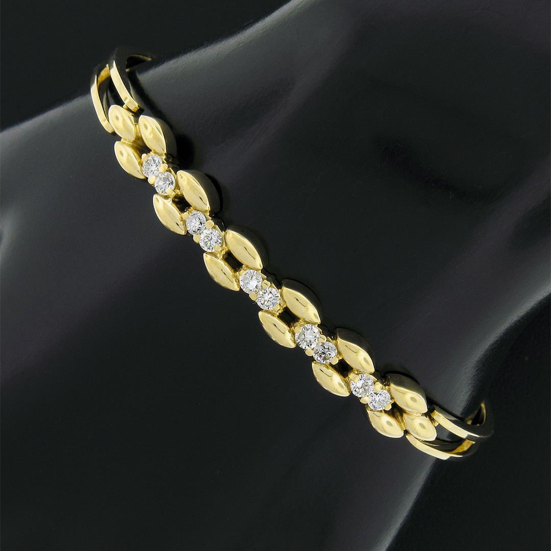 6.5" 14k Yellow Gold 0.60 ctw Diamond Polished Open Bangle Bracelet w/ Clasp