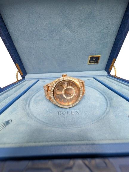 Rolex 18K Everose Gold Sky-Dweller with 23.80 ctw Custom Diamond Accents