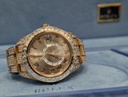 Rolex 18K Everose Gold Sky-Dweller with 23.80 ctw Custom Diamond Accents