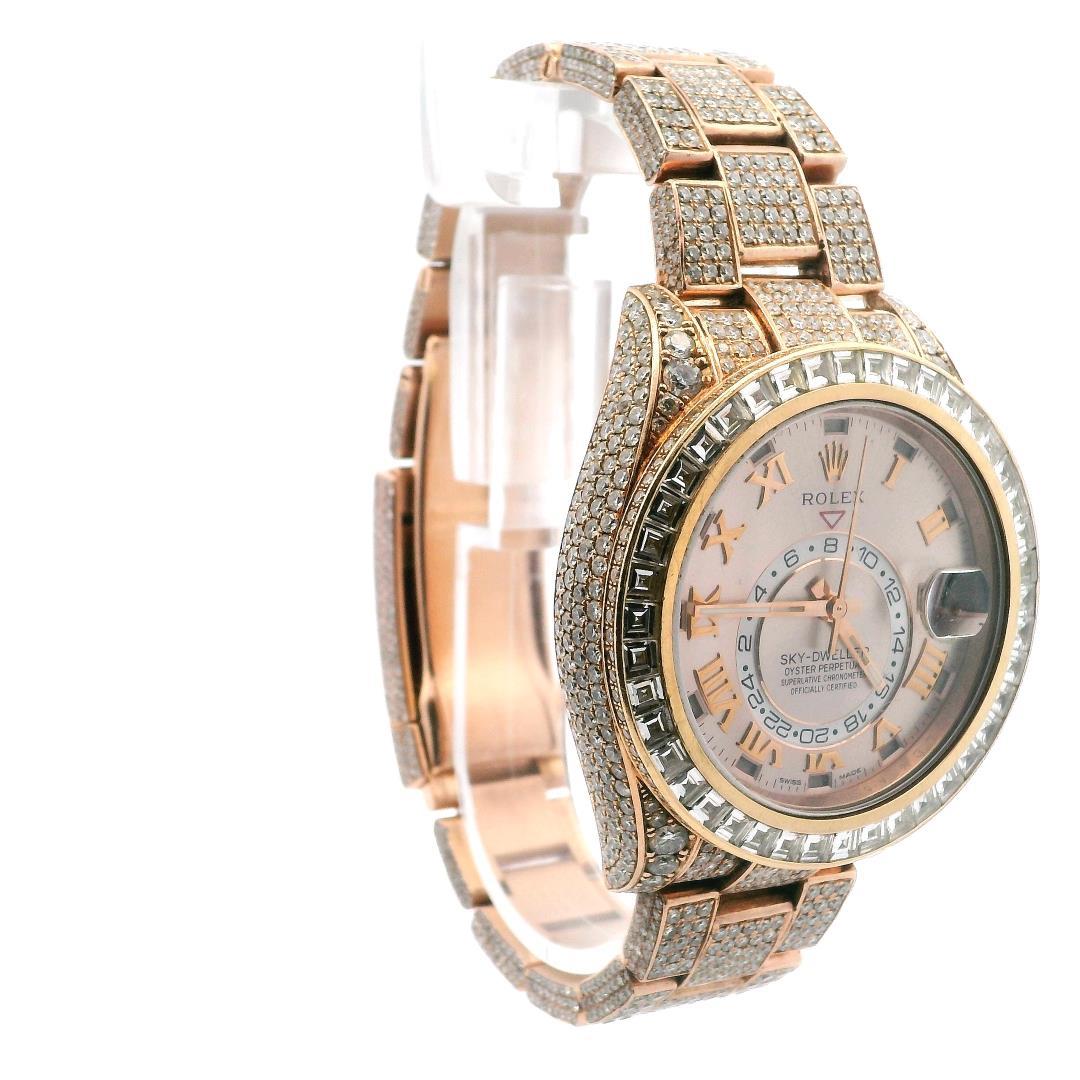 Rolex 18K Everose Gold Sky-Dweller with 23.80 ctw Custom Diamond Accents