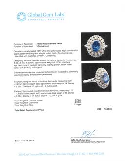14KT Two-Tone Gold 1.73 ctw Tanzanite and Diamond Ring