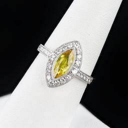 1.29 ctw Yellow Sapphire and 0.41 ctw Diamond Platinum Ring (GIA CERTIFIED)