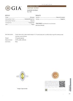 1.29 ctw Yellow Sapphire and 0.41 ctw Diamond Platinum Ring (GIA CERTIFIED)