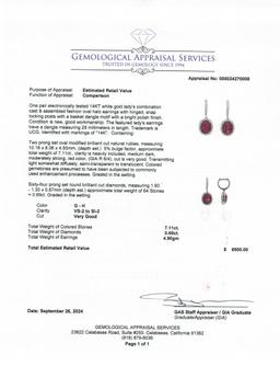 Fashion Ruby & Diamond Dangle Earrings
