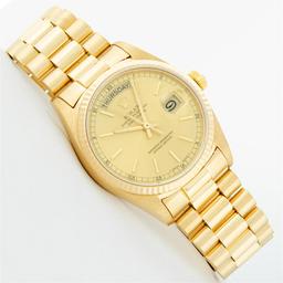Rolex Mens 18K Yellow Gold Champagne Index Day Date President 36MM