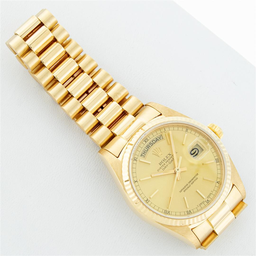 Rolex Mens 18K Yellow Gold Champagne Index Day Date President 36MM