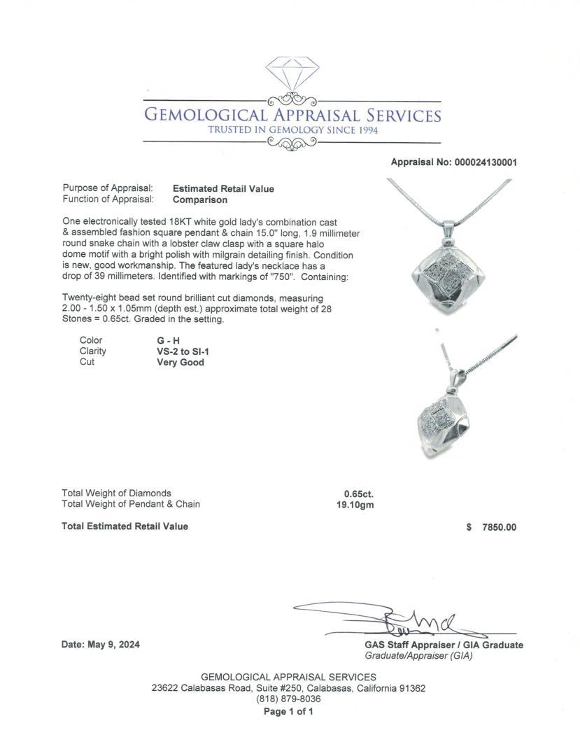 18kt WG Diamond Pendant and chain