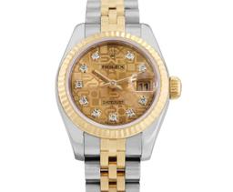 Rolex Ladies Quickset 18K Two Tone Factory Diamond Dial Datejust With Rolex Box