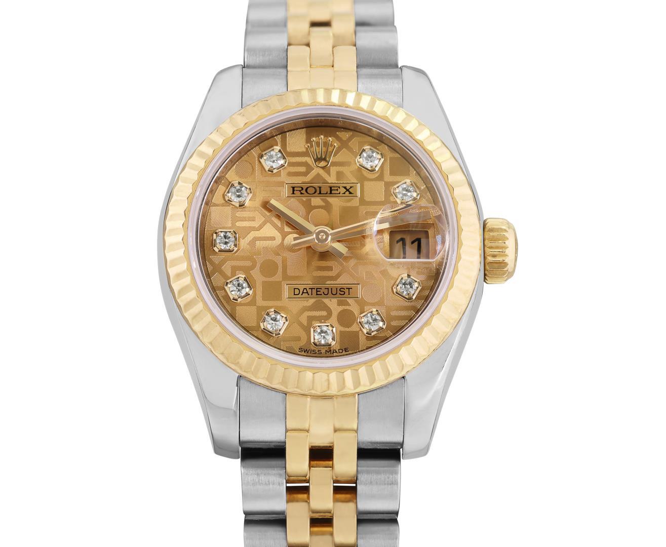Rolex Ladies Quickset 18K Two Tone Factory Diamond Dial Datejust With Rolex Box
