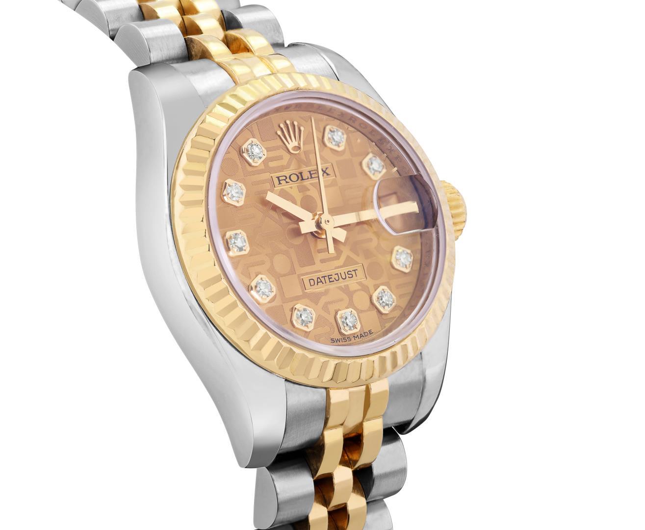Rolex Ladies Quickset 18K Two Tone Factory Diamond Dial Datejust With Rolex Box