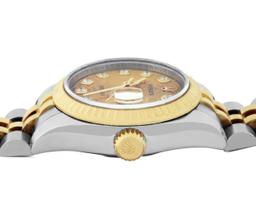 Rolex Ladies Quickset 18K Two Tone Factory Diamond Dial Datejust With Rolex Box