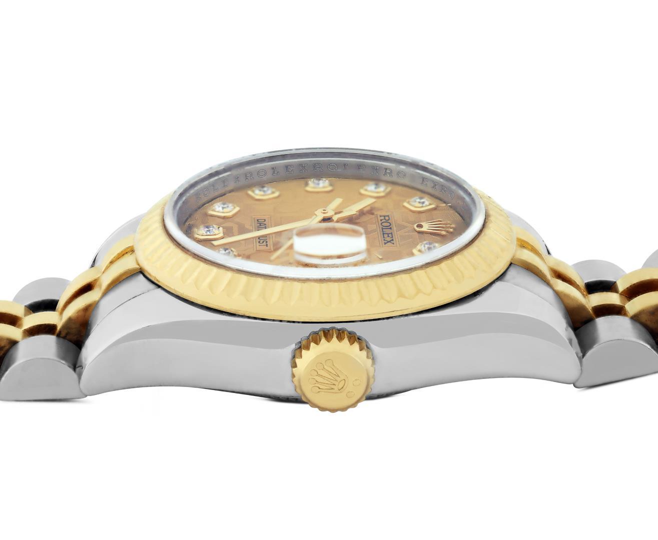 Rolex Ladies Quickset 18K Two Tone Factory Diamond Dial Datejust With Rolex Box