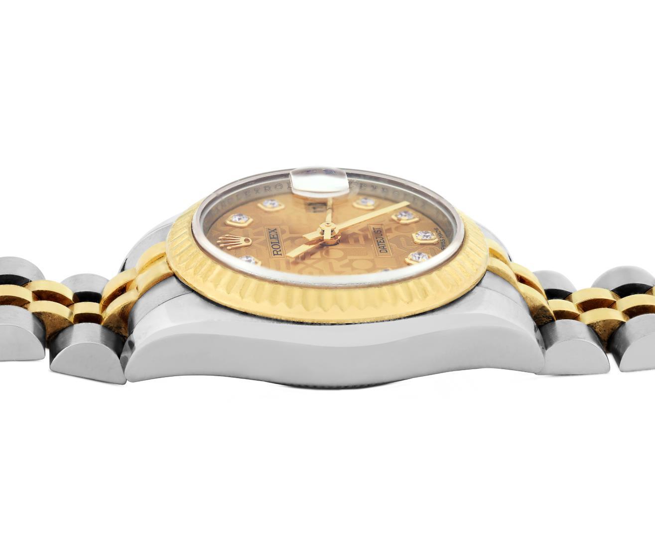 Rolex Ladies Quickset 18K Two Tone Factory Diamond Dial Datejust With Rolex Box