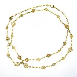 Judith Ripka 18k Gold 35" Diamond & Multicolor Stone Hearts By the Yard Necklace