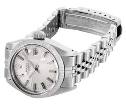 Rolex Ladies Stainless Steel Silver Index Fluted Bezel Date Wristwatch