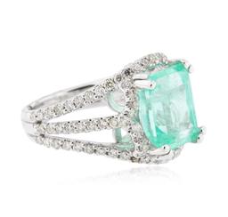 14KT White Gold 5.58 ctw Emerald and Diamond Ring