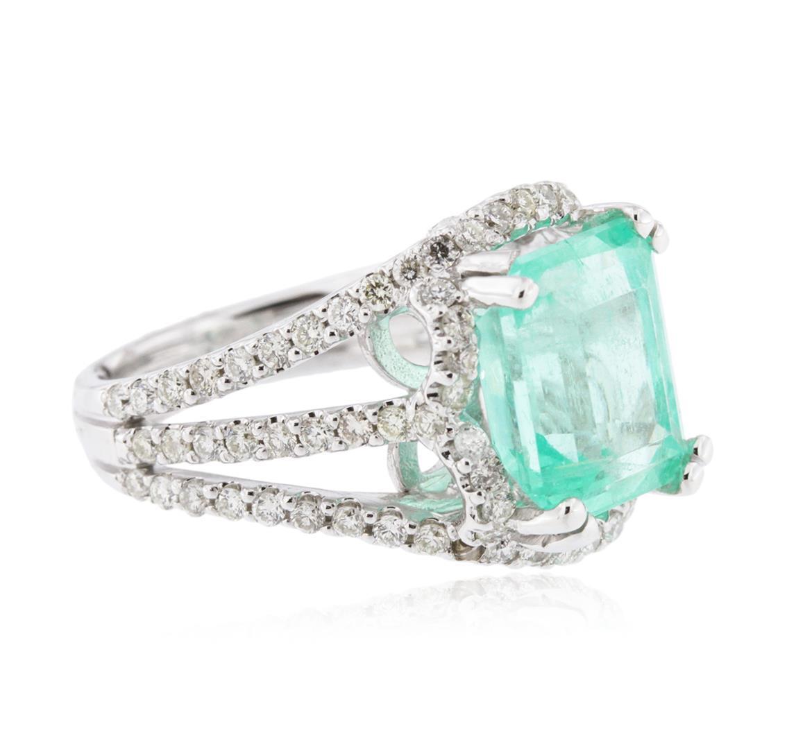 14KT White Gold 5.58 ctw Emerald and Diamond Ring