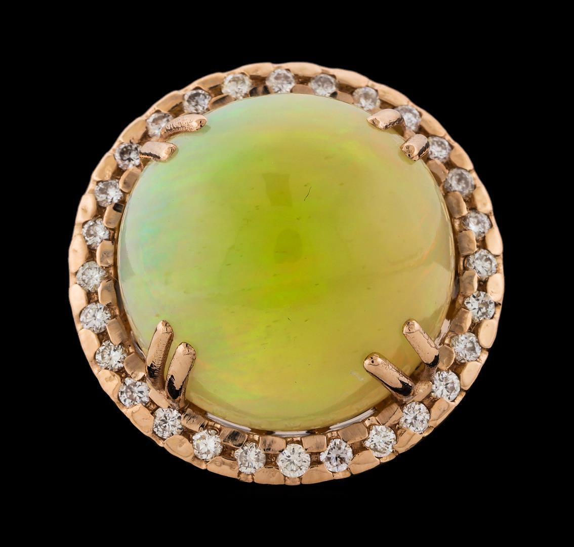 26.40 ctw Opal and Diamond Ring - 14KT Rose Gold