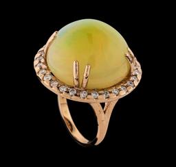 26.40 ctw Opal and Diamond Ring - 14KT Rose Gold