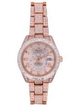 Rolex 18K Everose Gold Sky-Dweller with 23.80 ctw Custom Diamond Accents