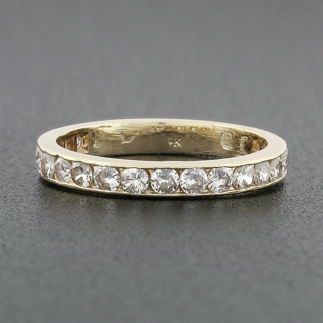 Classic 14k Gold 1.0 ctw 23 Channel Set Round Diamond Stackable Wedding Band Rin