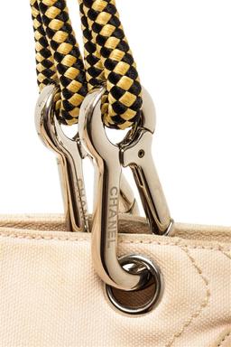 Chanel Light Pink Beige Leather No.5 Coco Mark Rope Tote Bag
