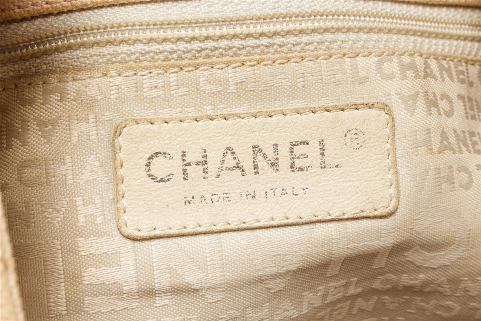 Chanel Light Pink Beige Leather No.5 Coco Mark Rope Tote Bag