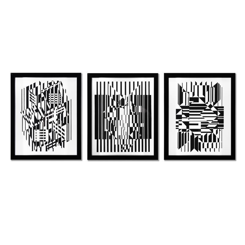 Tilla Calcis et Afa de la serie Lineaires (Triptych) by Vasarely (1908-1997)