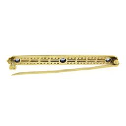 Antique 14k Yellow Gold Bezel Sapphire Seed Pearl Bead Open Work Bar Pin Brooch