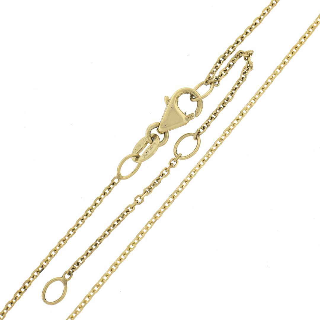 New 14K Gold.67 ctw Round Brilliant Diamond Solitaire Pendant w/ Adjustable Chai