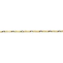 14k TT Gold 0.25 ctw Bezel Set Diamond w/ Twisted Polished Link 7" Chain Bracele