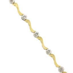 14k TT Gold 0.25 ctw Bezel Set Diamond w/ Twisted Polished Link 7" Chain Bracele