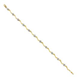 14k TT Gold 0.25 ctw Bezel Set Diamond w/ Twisted Polished Link 7" Chain Bracele