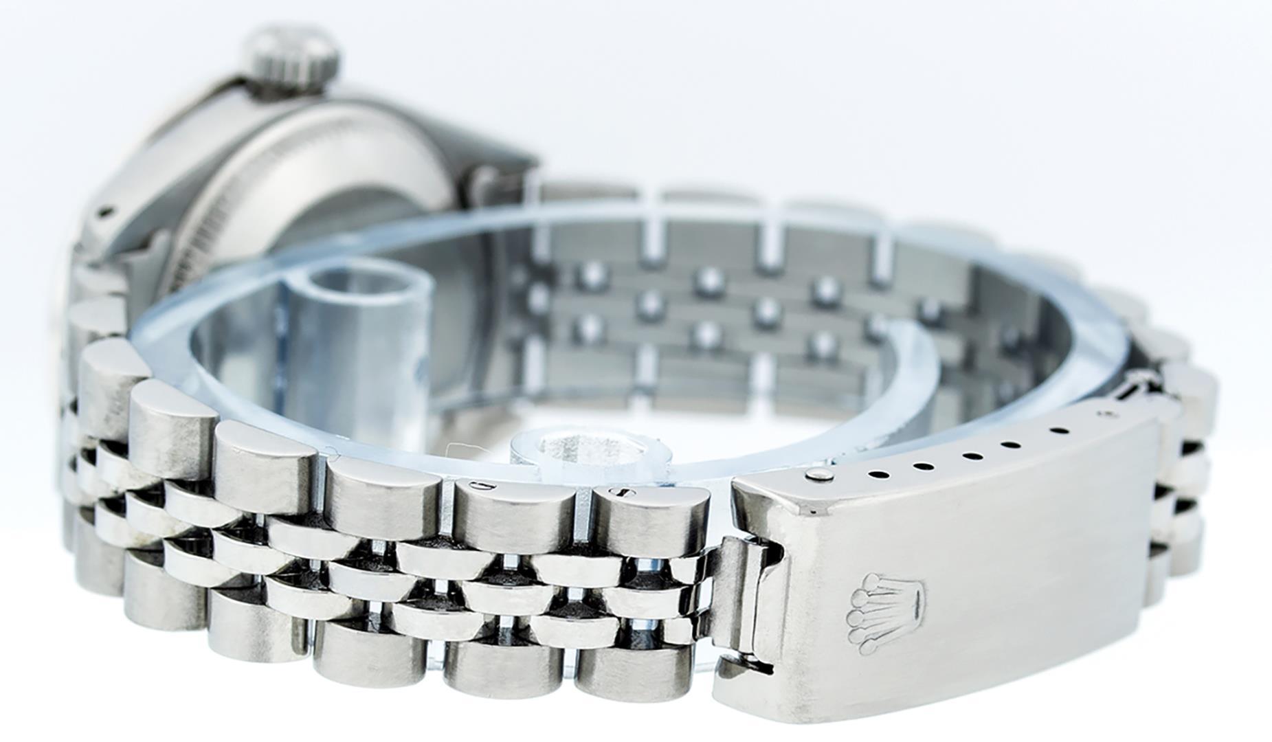 Rolex Ladies Quickset Stainless Steel White Diamond And Ruby 26MM Datejust Wrist