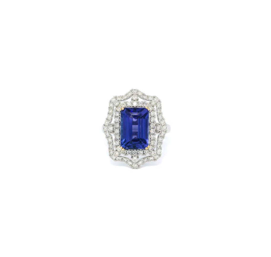 Platinum Diamond and Tanzanite Ring
