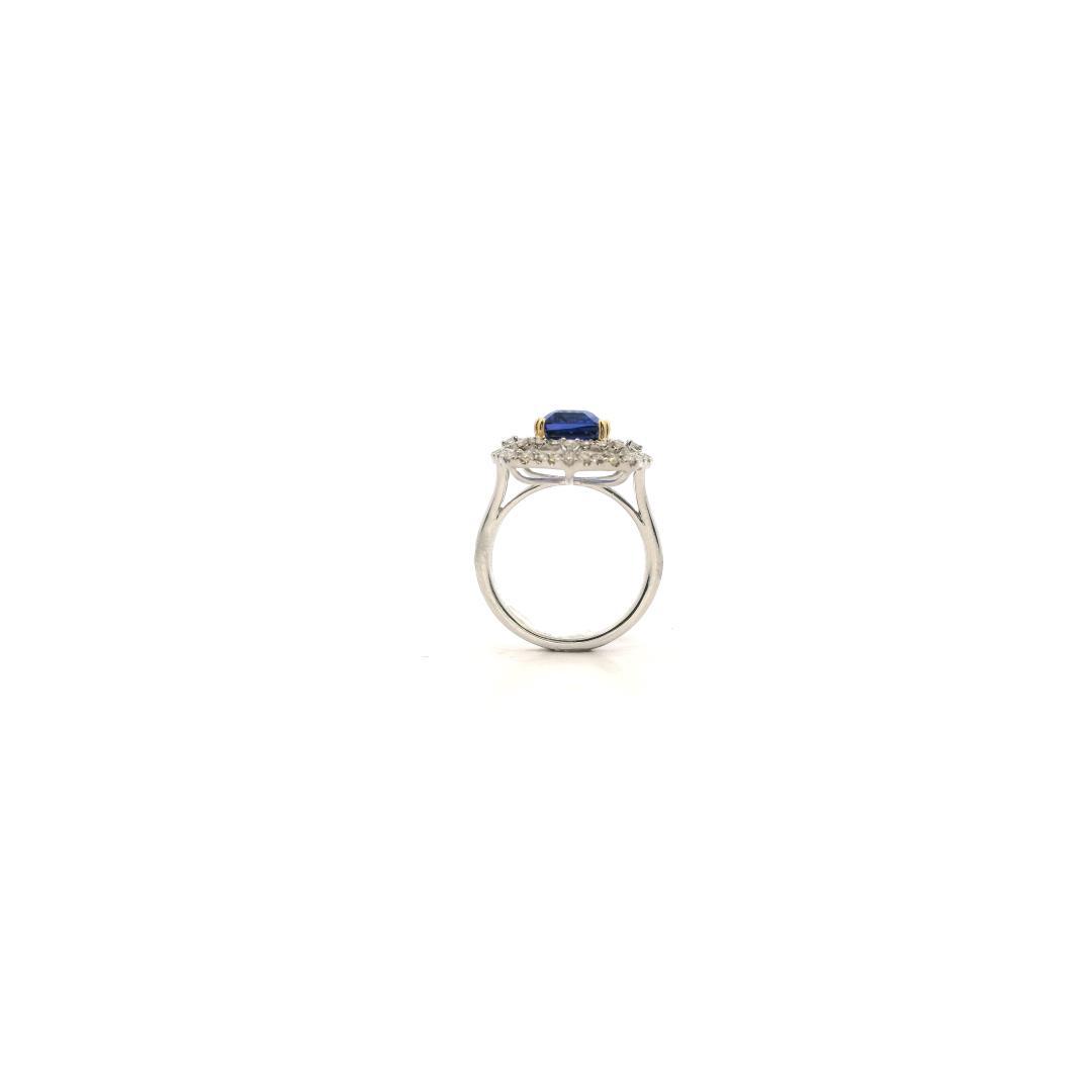 Platinum Diamond and Tanzanite Ring