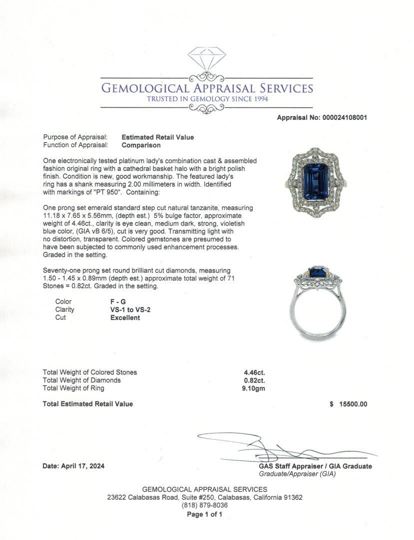 Platinum Diamond and Tanzanite Ring