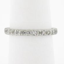 Antique Platinum 0.80 ctw Pave Old Cut Diamond Eternity Stack Wedding Band Ring