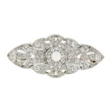 Antique Edwardian 18k & Platinum Pearl 3.6 ctw Old Cut Diamond Milgrain Pin Broo