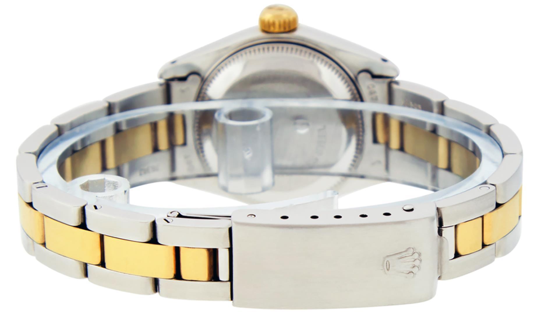 Rolex Ladies Quickset Two Tone Blue Vignette Diamond Oyster Band Datejust Wristw