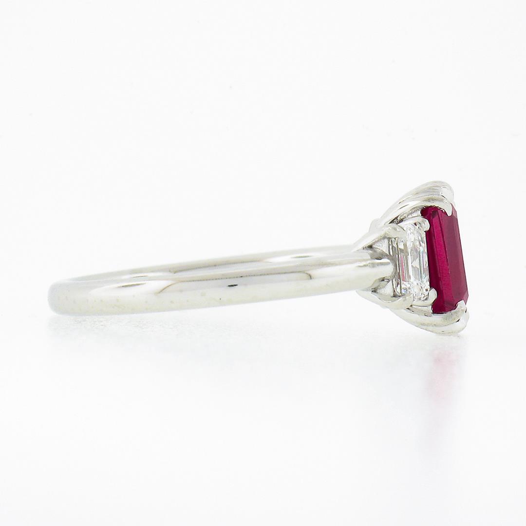 NEW Platinum 2.01 ctw GIA NO HEAT Pink Sapphire & Diamond 3 Stone Engagement Rin