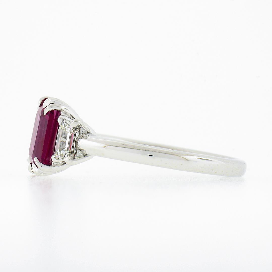 NEW Platinum 2.01 ctw GIA NO HEAT Pink Sapphire & Diamond 3 Stone Engagement Rin