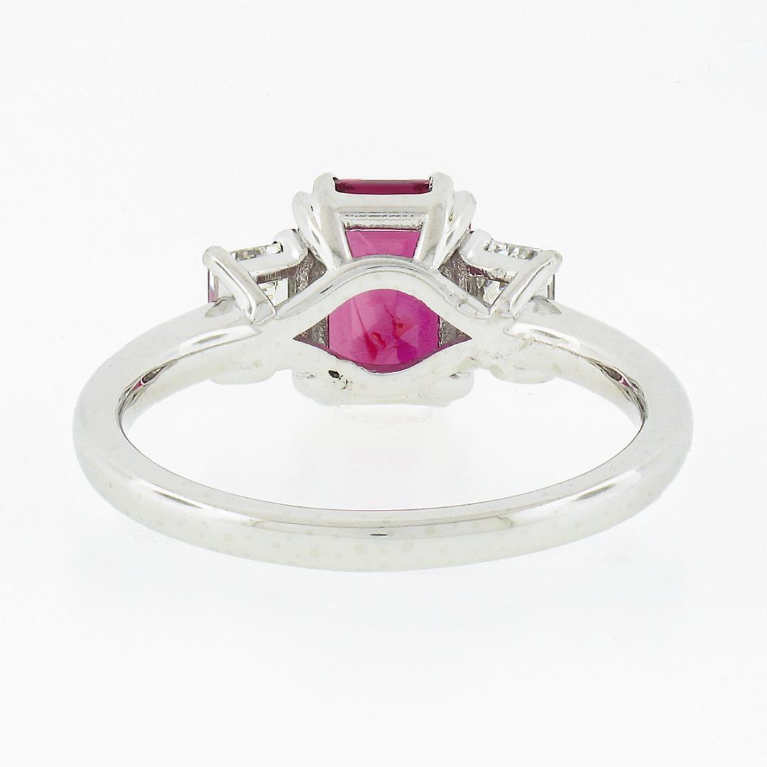 NEW Platinum 2.01 ctw GIA NO HEAT Pink Sapphire & Diamond 3 Stone Engagement Rin