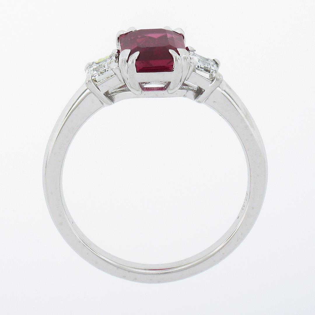NEW Platinum 2.01 ctw GIA NO HEAT Pink Sapphire & Diamond 3 Stone Engagement Rin